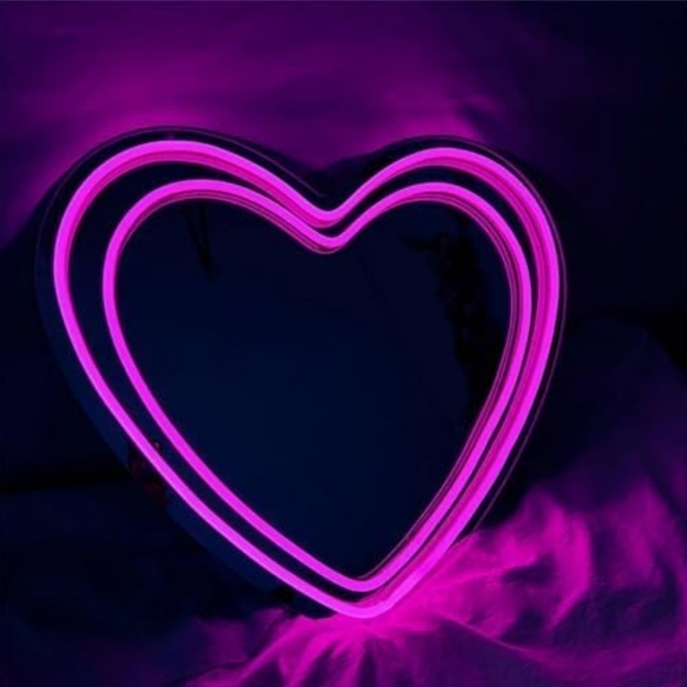 LED Heart Duo Neon Wall Light – USB & Battery Powered